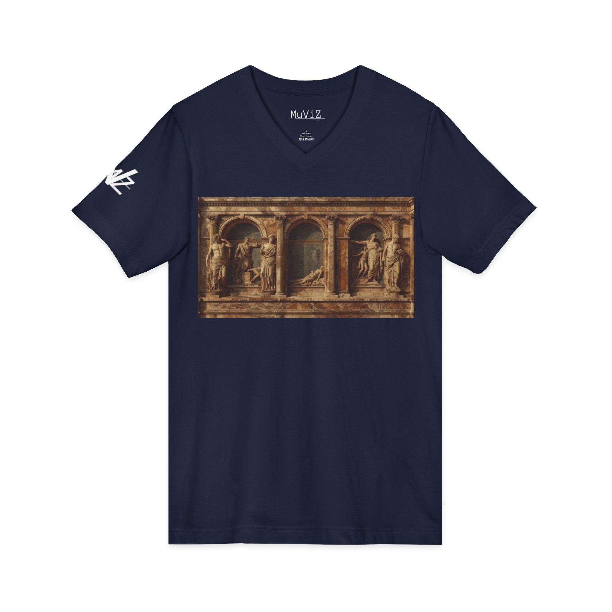 V-Neck Tee — Classical Renaissance roman temple Relief Art