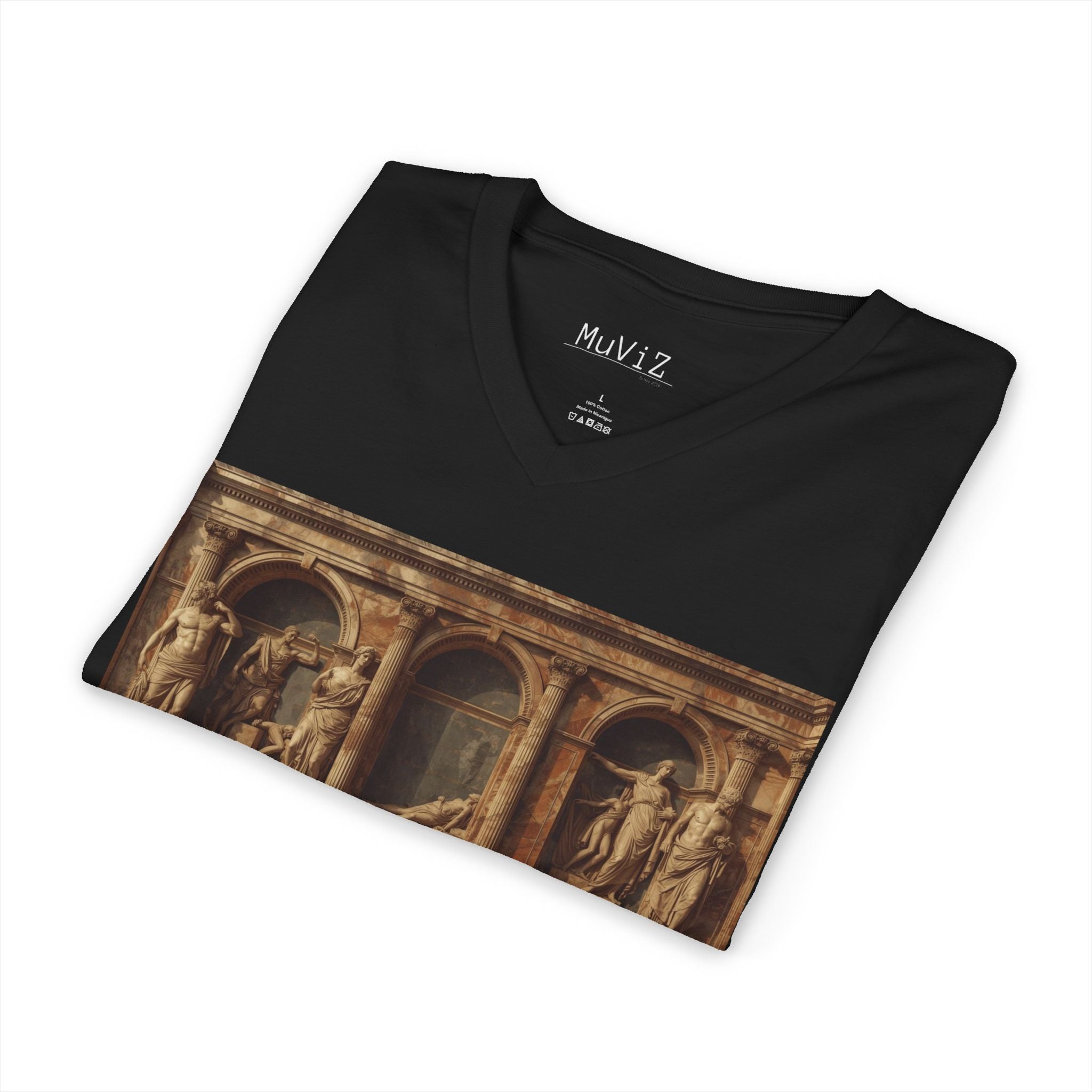 V-Neck Tee — Classical Renaissance roman temple Relief Art