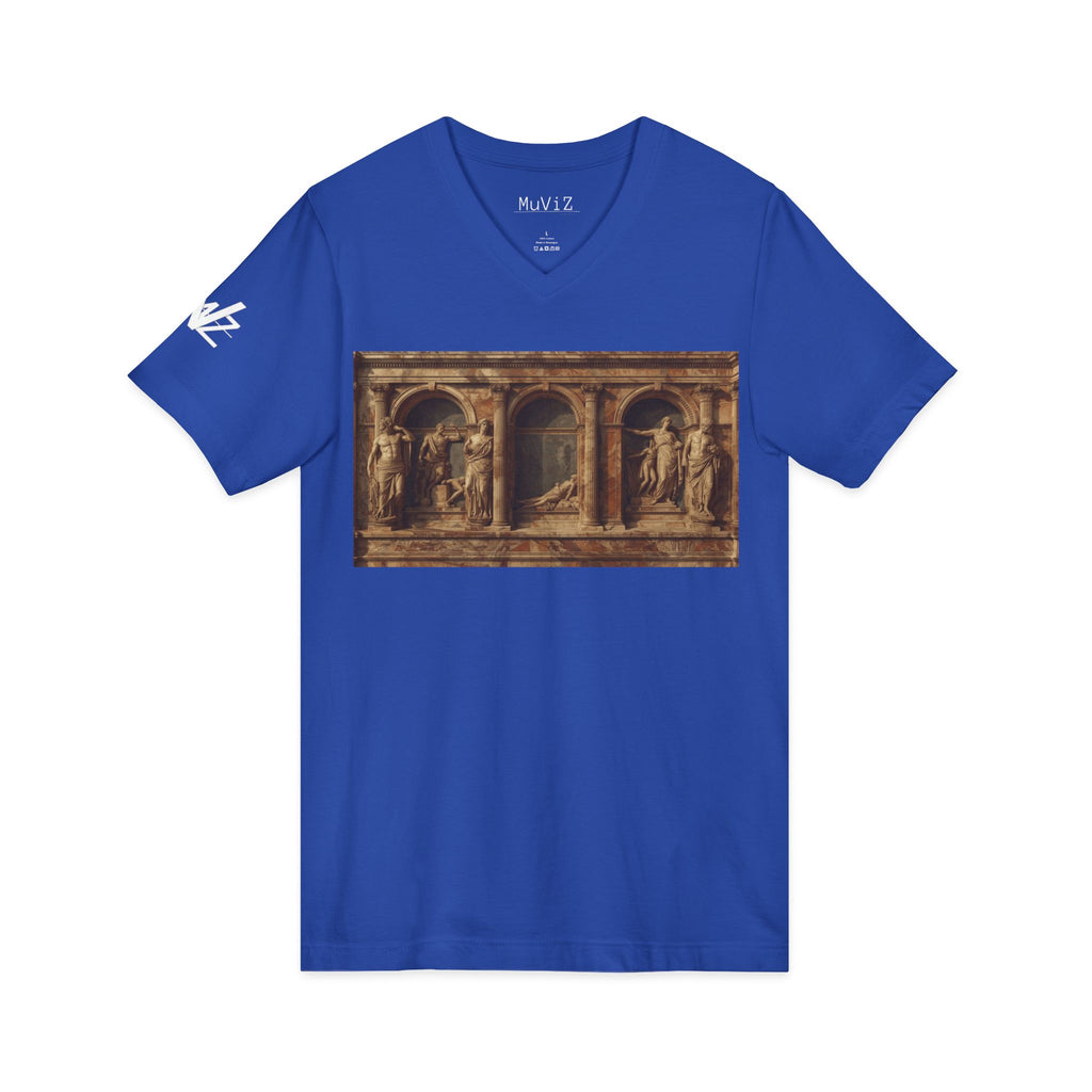 V-Neck Tee — Classical Renaissance roman temple Relief Art