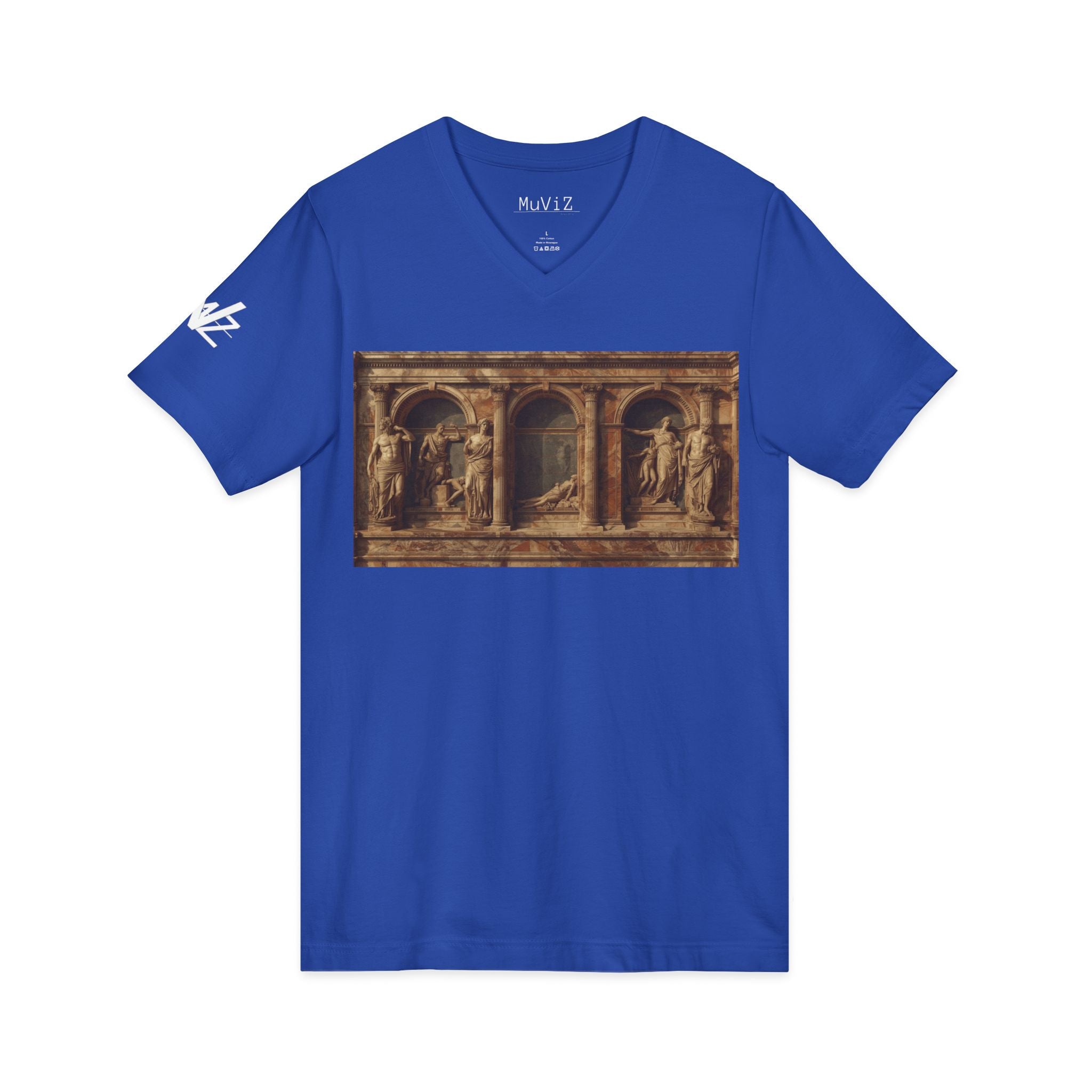 V-Neck Tee — Classical Renaissance roman temple Relief Art