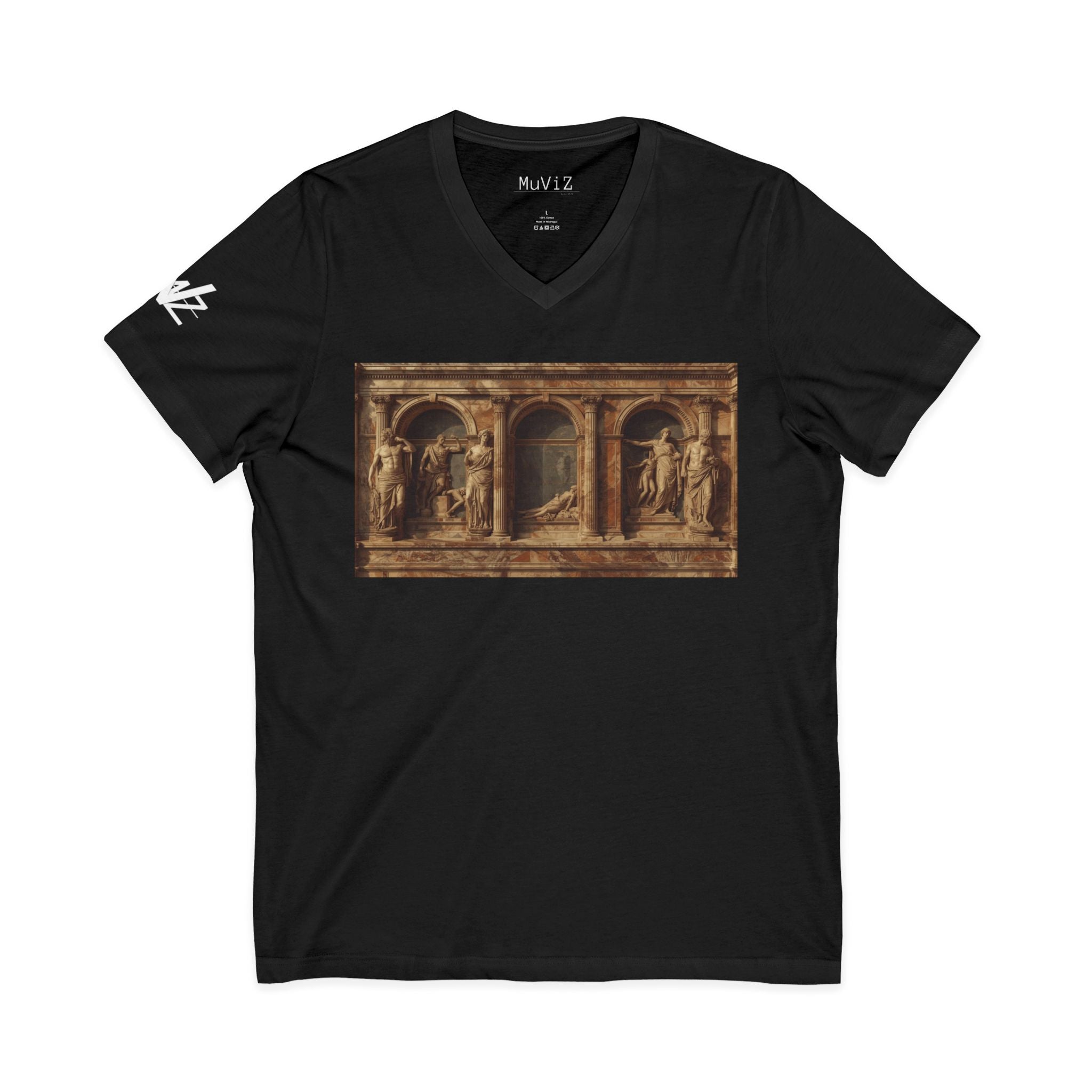 V-Neck Tee — Classical Renaissance roman temple Relief Art