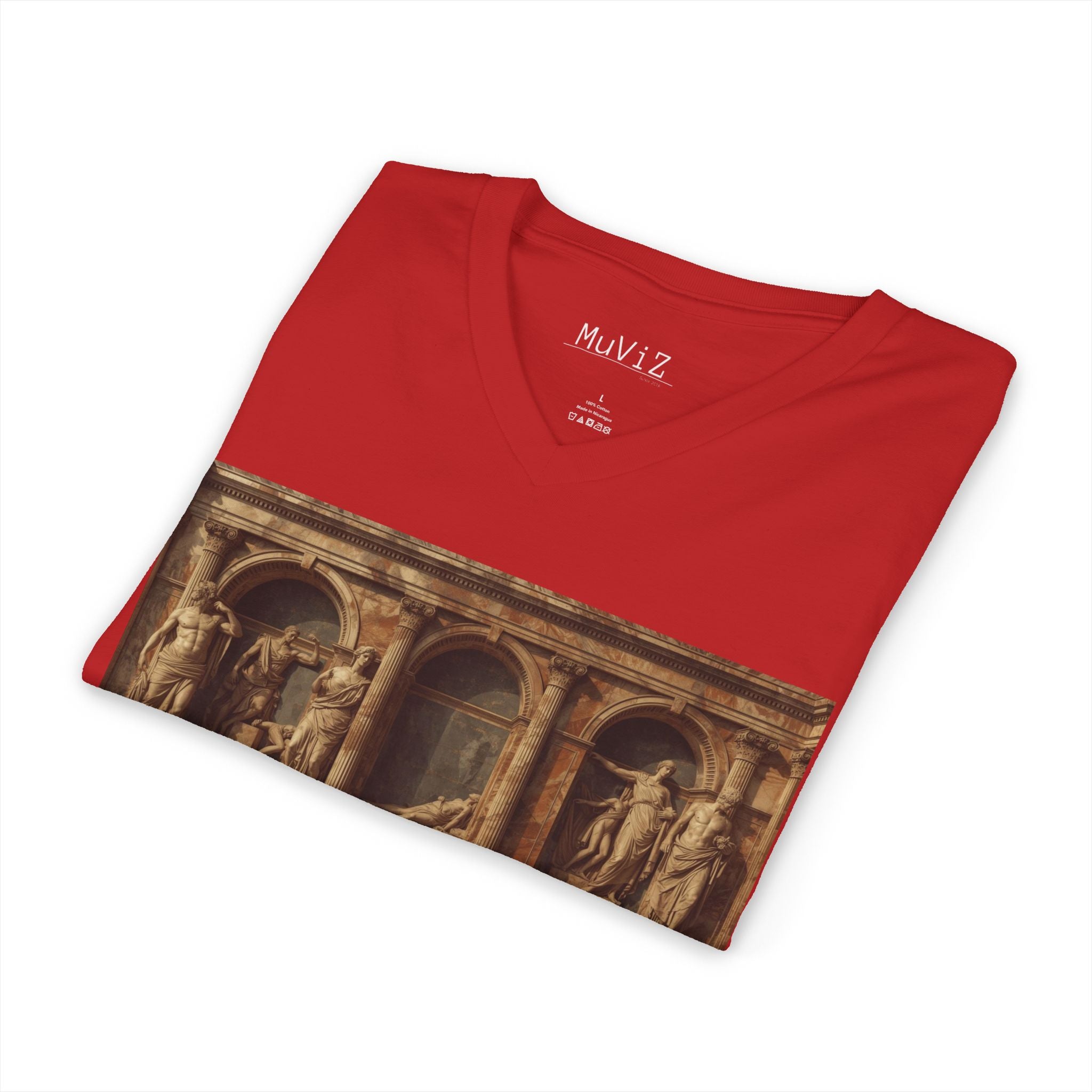 V-Neck Tee — Classical Renaissance roman temple Relief Art