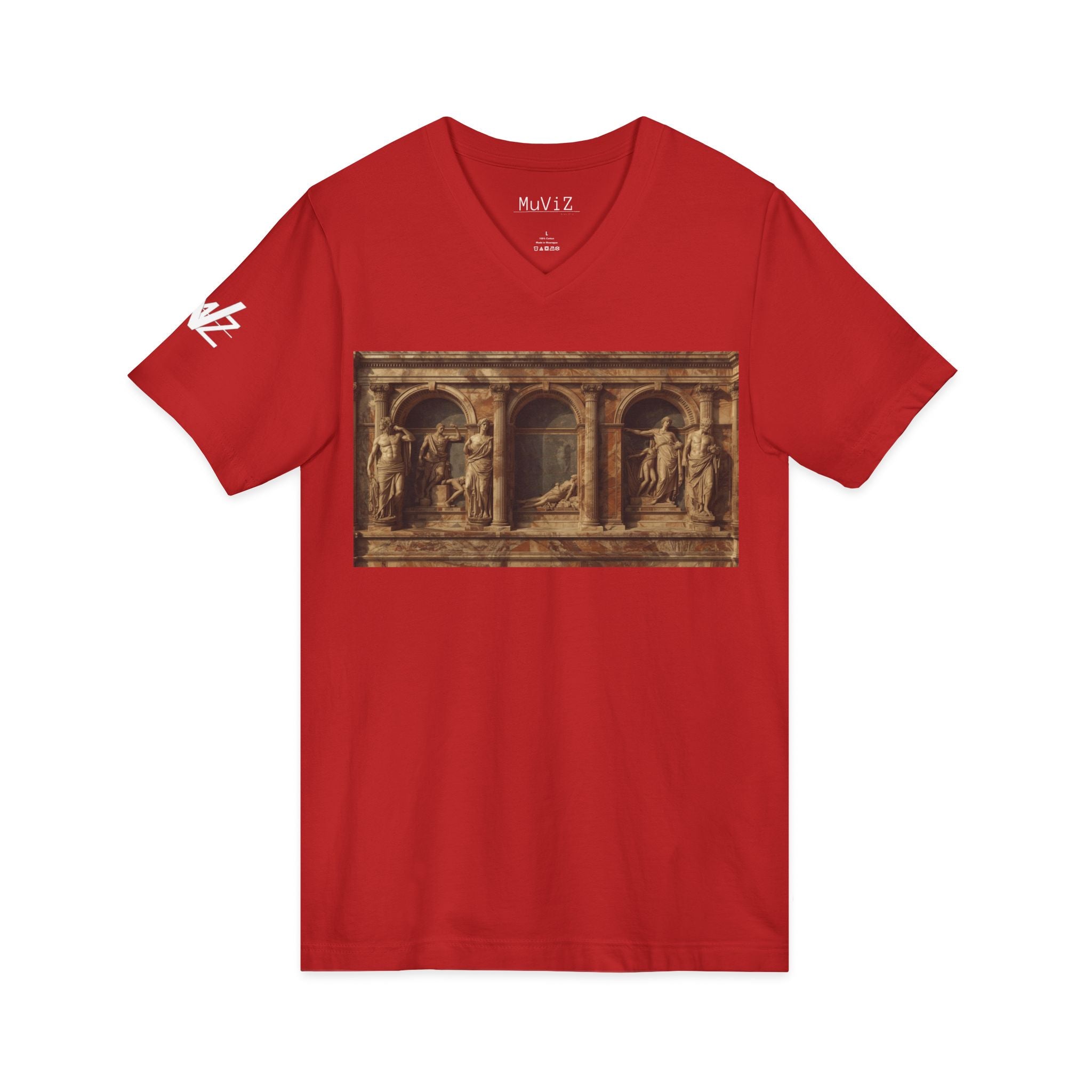 V-Neck Tee — Classical Renaissance roman temple Relief Art