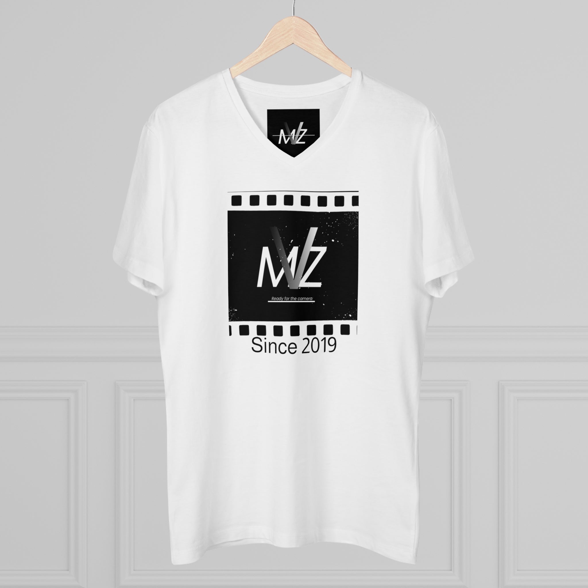 Presenter V-Neck T-Shirt — “Ready for Cameras” Film Logo Tee